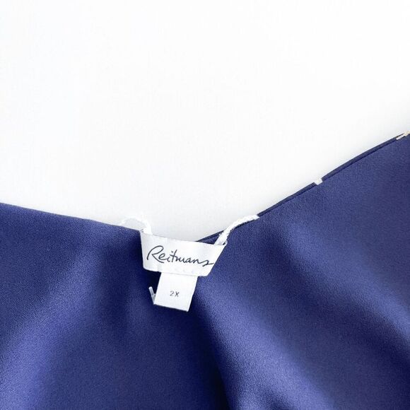 Reitmans Women's Scoop Neck Printed Sleeveless Chiffon Blouse Top Navy Size 2X - Picture 3 of 7